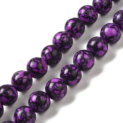 Synthetic Gemstone Dyed Beads Strands, Round, Blue Violet, 10mm, Hole: 1.6mm, about 38pcs/strand, 14.76''(37.5cm)(G-P507-03B-03)