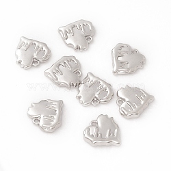 Alloy Pendants, Melting Heart Charm, Platinum, 18x18x3.8mm, Hole: 1.6mm(FIND-E026-05P)