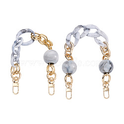 Givenny-EU 2Pcs 2 Style Oval & Round Beads Acrylic Bag Handle, with Alloy Finding, for Bag Replacement Accessories, WhiteSmoke, 2pcs/set(FIND-GN0001-16B)