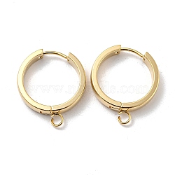 201 Stainless Steel Huggie Hoop Earrings Findings, with Vertical Loop, with 316 Surgical Stainless Steel Earring Pins, Ring, Real 24K Gold Plated, 20x4mm, Hole: 2.7mm, Pin: 1mm(STAS-A167-01V-G)