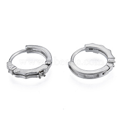 304 Stainless Steel Hoop Earrings Findings, Earring Settings for Rhinestone, Stainless Steel Color, 14x14.5x2.5mm, Pin: 1mm, Fit For 1mm rhinestone(STAS-N092-189)