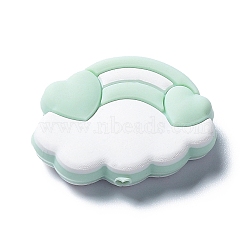 Cloud Silicone Beads, Chewing Beads For Teethers, DIY Nursing Necklaces Making, Aqua, 22x29x7.5mm, Hole: 2.5mm(SIL-Q001-01B)