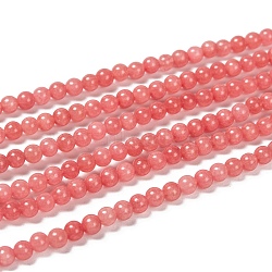 Natural Malaysia Jade Bead Strands, Round Dyed Beads, Light Coral, 4mm, Hole: 1mm, about 90pcs/strand, 14.8 inch(X-G-M101-4mm-04)