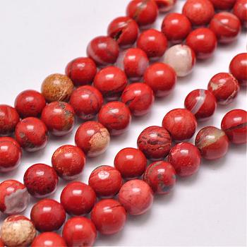 Natural Red Jasper Beads Strands, Round, Grade AB, Red, 4mm, Hole: 1mm, about 95pcs/strand, 15.5 inch