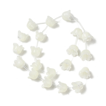 Natural Trochid Shell/Trochus Shell Bead Caps, 6-Petal, Lily of the Valley, Creamy White, 8x11x8mm, Hole: 1mm