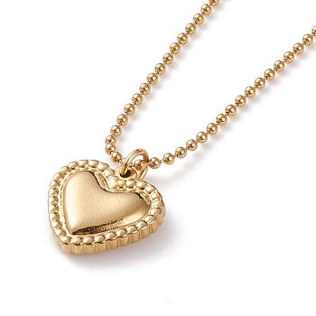 304 Stainless Steel Heart Pendant Necklaces, with Ball Chains, Golden, 18.11 inch(46cm)