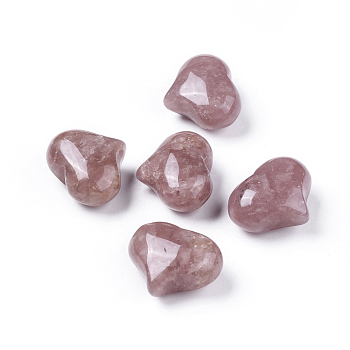 Natural Strawberry Quartz Heart Palm Stone, Pocket Stone for Energy Balancing Meditation, 20x25x11~13mm