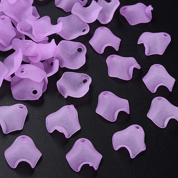 Transparent Acrylic Beads, Frosted, Petal, Violet, 15x14.5x5mm, Hole: 2mm, about 1700pcs/500g
