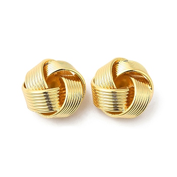 Brass European Beads, Large Hole Beads, Knot, Real 18K Gold Plated, 13.5x9mm, Hole: 4mm