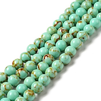 Synthetic Turquoise Beads Strands, Dyed, Round, Pale Turquoise, 6mm, Hole: 1mm, about 66pcs/strand, 15.7 inch