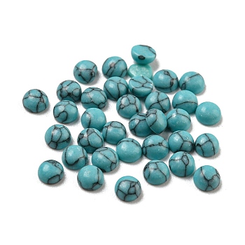 Dyed Handmade Synthetic Turquoise Cabochons, Half Round, 3x2mm