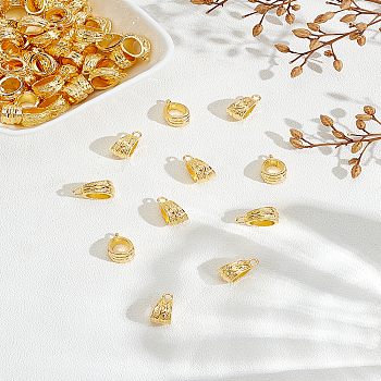 80Pcs Alloy Tube Bails, Loop Bails, Bail Beads, Lead Free and Cadmium Free, Golden, 14x7.5x9mm, Hole: 1.5mm