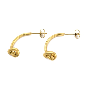 Ion Plating(IP) 304 Stainless Steel Stud Earrings, knot, Real 18K Gold Plated, 30x21.5mm