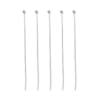 Brass Ball Head pins, Nickel Free, Silver Color Plated, Size: about 0.6mm thick(22 Gauge), 50mm long, head: 1.5mm