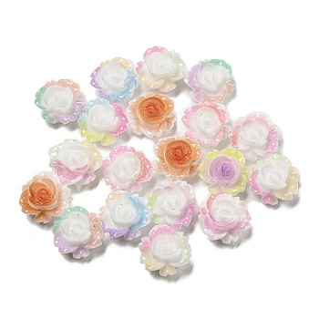 Luminous Opaque Resin Decoden Cabochons, Glow in the Dark Flower with Glitter Powder, Mixed Color, 9.5x10x5mm