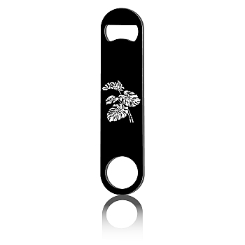 430 Stainless Steel Bottle Openers, Laser Cut, Rectangle, Leaf, 178x40x2mm