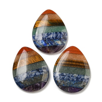 Teardrop Chakra Natural Mixed Stone Worry Stone, Anxiety Healing Thumb Stone, 44.5x34.5x8mm