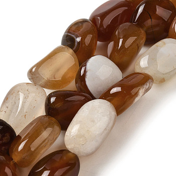 Natural Red Agate Beads Strands, Dyed & Heated, Nuggets, Tumbled Stone, 11.5~24x9~14x6.5~11mm, Hole: 1.1mm, about 26pcs/strand, 15.35~16.06''(39~40.8cm)
