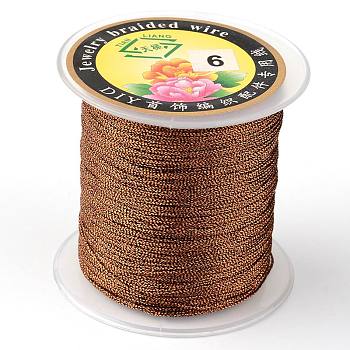 Round Metallic Thread, Embroidery Thread, 3-Ply, Coconut Brown, 0.4mm, about 164.04 yards(150m)/roll