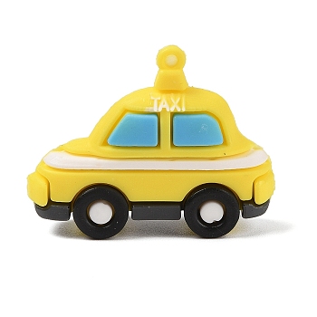 PVC Plastic Pendants, Car, Yellow, 39.5x51.5x15.5mm, Hole: 2.5mm