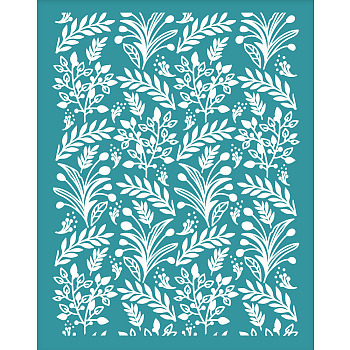 Silk Screen Printing Stencil, for Painting on Wood, DIY Decoration T-Shirt Fabric, Turquoise, Leaf, 127x100mm