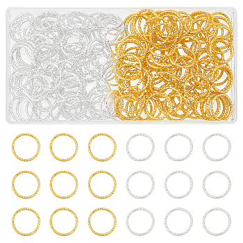 WADORN 200Pcs 2 Colors Iron Textured Jump Rings, Open Jump Rings, for Jewelry Making, Golden & Silver, 19.5x1mm, 18 Gauge, Inner Diameter: 16mm, 100pcs/color