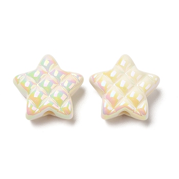 Opaque Acrylic Beads, AB Color Plated, Star, White, 19.5x19.5x9mm, Hole: 3.5mm