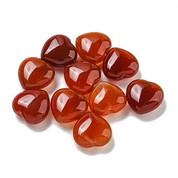 Natural Carnelian Beads, Half Drilled, Heart, 15.5x15.5x8mm, Hole: 1mm