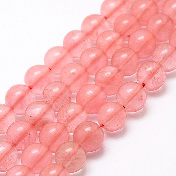 Cherry Quartz Glass Bead Strands, Round, 4mm, Hole: 1mm, about 90pcs/strand, 15 inch