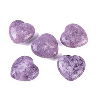 Natural Lepidolite Healing Stones, Heart Love Stones, Pocket Palm Stones for Reiki Ealancing, 30x30x11.5~12.5mm