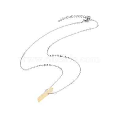 Natural Quartz Crystal Nuggets Pendant Necklace with 304 Stainless Steel Cable Chains(NJEW-JN03844)-2