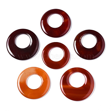 FireBrick Flat Round Natural Agate Pendants