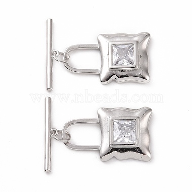 Brass Pave Clear Cubic Zirconia Toggle Clasps(KK-E068-VC181)-2