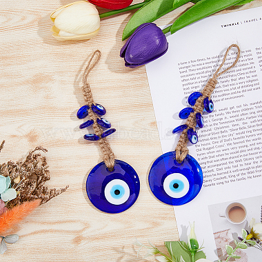 2Pcs Glass Turkey Evil Eye Car Hanging Decorations(HJEW-DC0001-14)-4