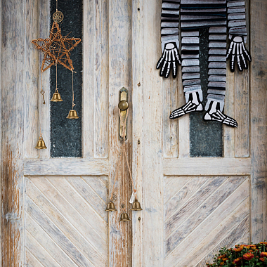 ahadermaker 2 個 2 スタイル真鍮 & 鉄魔女の鐘風鈴ドア吊りペンダント装飾(AJEW-GA0005-69)-5