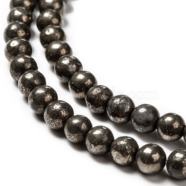 Natural Pyrite Beads Strands(G-L031-4mm-01)-3