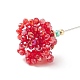 Glass Braided Bead Flower Lapel Pin(JEWB-TA00003)-4