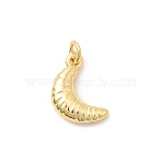 Brass Pendants, Croissant Charms, Rack Plating, Long-Lasting Plated, Lead Free & Cadmium Free, with Jump Ring, Real 18K Gold Plated, 12.5x8x3mm, Hole: 2.5mm(KK-Z135-17B-G)