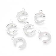201 Stainless Steel Charms, Alphabet, Letter.C, 12x8.4x0.6mm, Hole: 1.4mm(STAS-C021-06P-C)