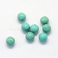 Synthetic Turquoise Beads, Gemstone Sphere, Round, Dyed, No Hole/Undrilled, Turquoise, 6mm(TURQ-S283-25A)