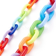 Handmade Opaque Acrylic Cable Chains, Oval, Colorful, 15x9x2.5mm, 2strands/set, 39.37 inch (1m)/strand(AJEW-JB01034)