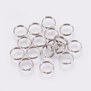 304 Stainless Steel Split Rings, Double Loops Jump Rings, Stainless Steel Color, 7x0.6mm, about 6.4mm inner diameter, 5000pcs/bag(STAS-E010-7x0.6mm-2)