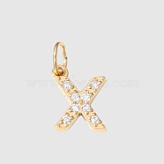 Stainless Steel Cubic Zirconia Pendants with Jump Rings, Real 14K Gold Plated, Long-Lasting Plated, Letter X, 8mm(FIND-PW0024-08X)