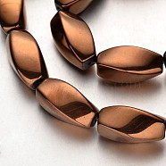 Electroplate Non-magnetic Synthetic Hematite Beads Strands, Twisted Oval, Copper Plated, 20x10mm, Hole: 1mm, about 20pcs/strand, 15.7 inch(G-F300-11A-08)