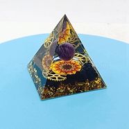 Resin Orgone Pyramid, for Stress Reduce Healing Meditation Attract Wealth Lucky Room Decor, Medium Orchid, 60x60x60mm(PW-WG81894-01)