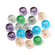 Transparent Czech Glass Beads, Rainbow Plated, Faceted, Column, Mixed Color, 8~9x6mm, Hole: 3mm(X-GLAA-G077-14)