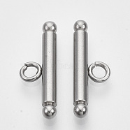 201 Stainless Steel Toggle Clasps Parts, Stainless Steel Color, Bar: 21x7.5x3mm, Hole: 2.5mm(STAS-R099-02)
