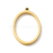 Ion Plating(IP) 304 Stainless Steel Open Back Bezel Pendants, For DIY UV Resin, Epoxy Resin, Pressed Flower Jewelry, Oval, Real 24K Gold Plated, 35x23x3mm, Hole: 2mm(X-STAS-K208-23)