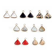 Natural & Synthetic Gemstone Pendants, with Brass Findings, Triangle, Golden, 16~16.5x12.5x5mm, Hole: 2mm(G-S344-10-M)