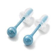 Ceramic Round Ball Stud Earrings, Stud Post Earrings, Sky Blue, 4mm(EJEW-Q768-18B)
